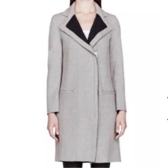 Helmet Lang Long Line Wool Blend Grey Black Zip Front Coat Sz Sm Retails… - Picture 2 of 14